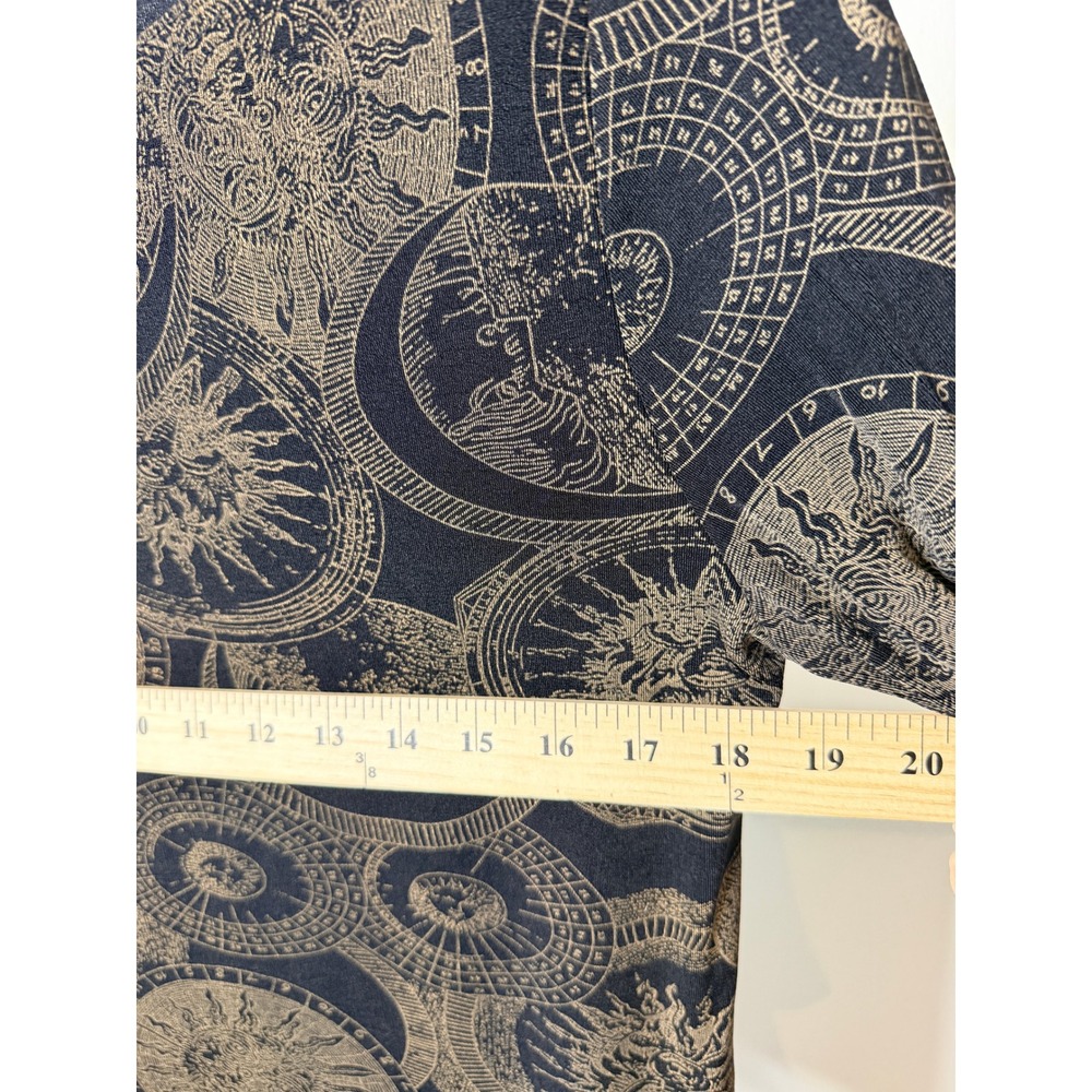 Frazier Lawrence Celestial Zodiac Print Top Black Gold Sun Moon Dark Academia M - Picture 4 of 6